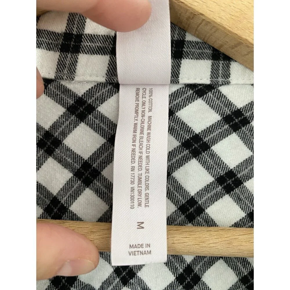 Auden Women's Medium Long Sleeve Plaid Brushed Cotton Flannel Pajama Top